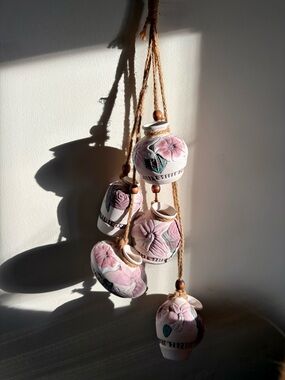 Vintage Floral Hanging Ceramic Wall Pockets / Vase Set – Cottagecore Decor